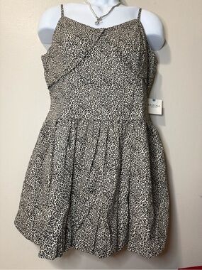 Arizona Jean Company Leopard Print Spaghetti Strap Dress - Black & Cream